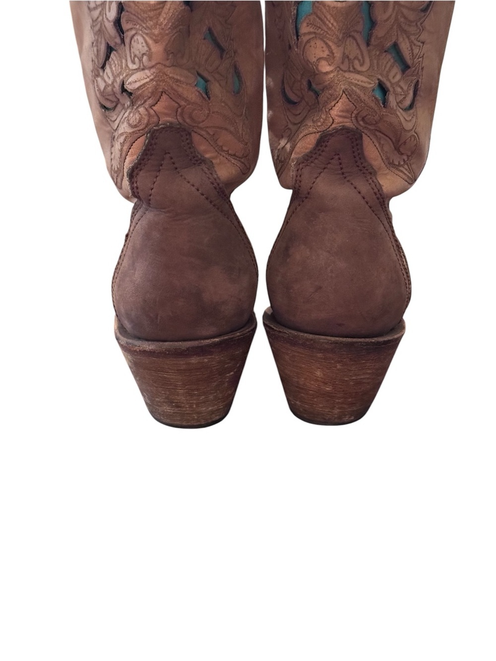 Corral Vintage Brown Turquoise Laser Tool Women's Boots C1620 - Picture 6 of 13